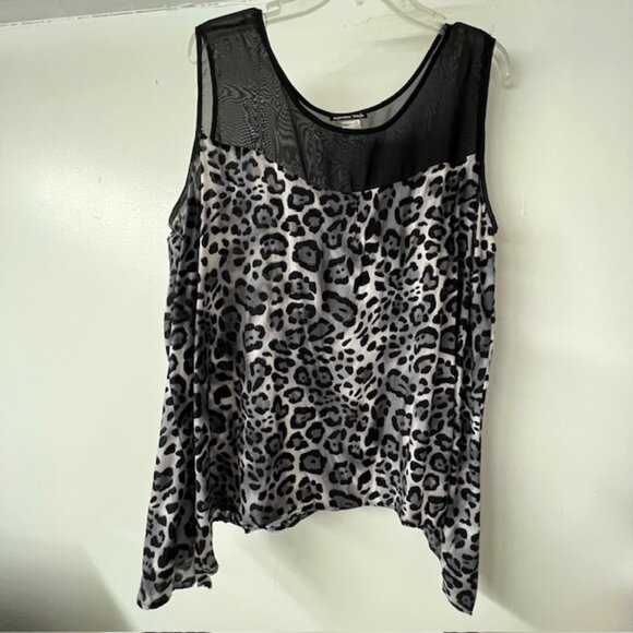 DoubleTake Womens Sleeveless Camisole Top, Sheer shoulders, Animal Print Size 1X - Picture 1 of 8